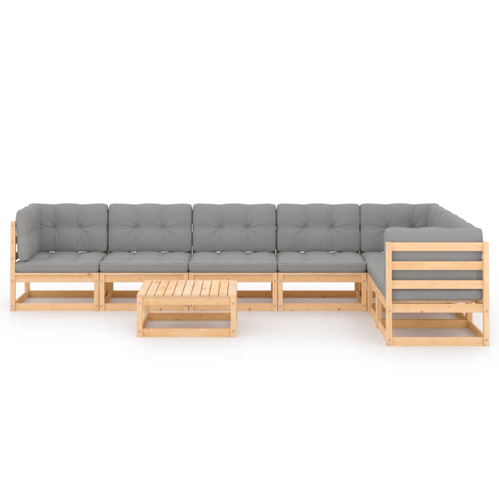 8-tlg. Garten-Lounge-Set mit Kissen Kiefer Massivholz